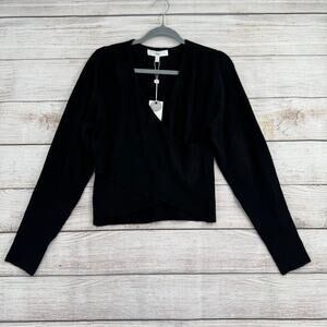 RIPE Willa Nursing Faux Wrap Sweater Womens Large Black NEW